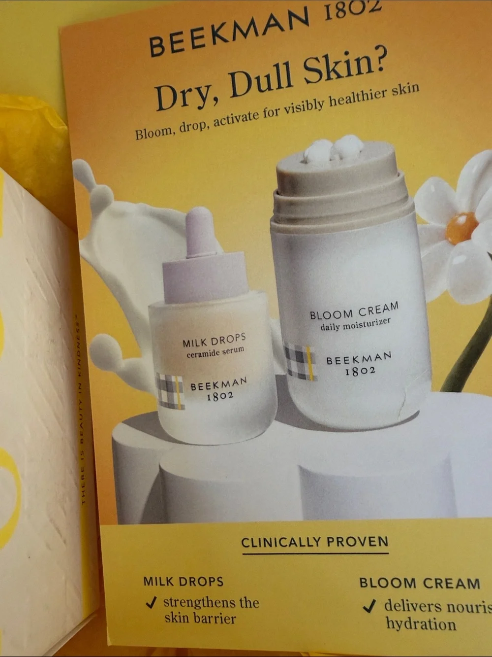 New Beekman 1802 Bloom Cream & Milk Drops Skincare PR box